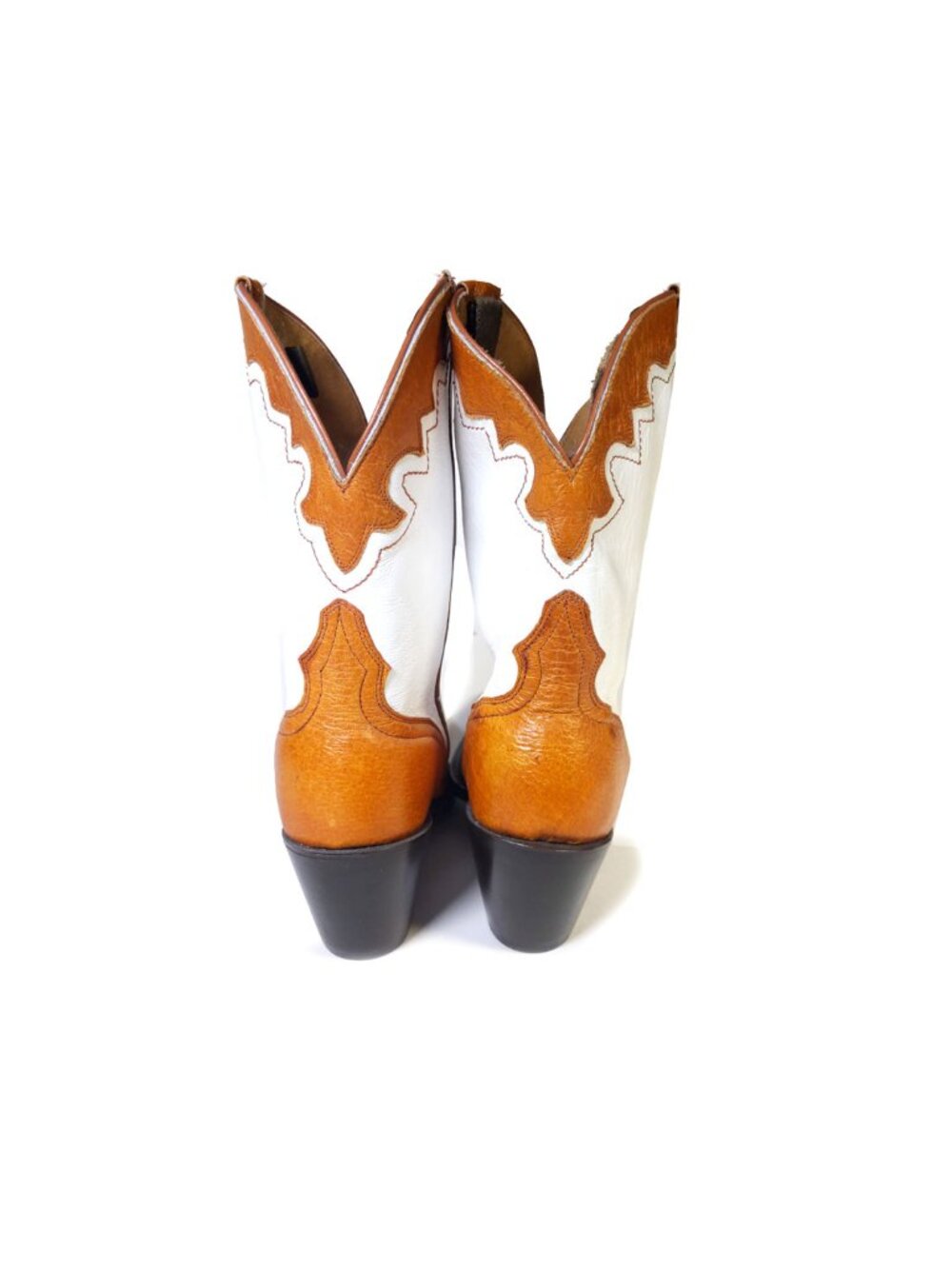 Vintage JB Dillon Cowboy Boots Tan & White Womens Size 8.5 - Picture 14 of 16
